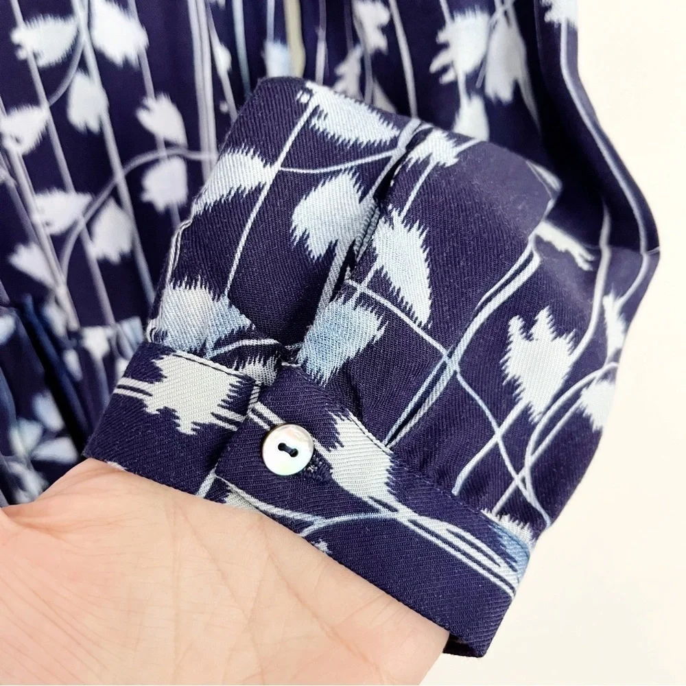 BOGO! Anthropologie Tiny Embroidered Shirt Shift Dress Floral Blue XS